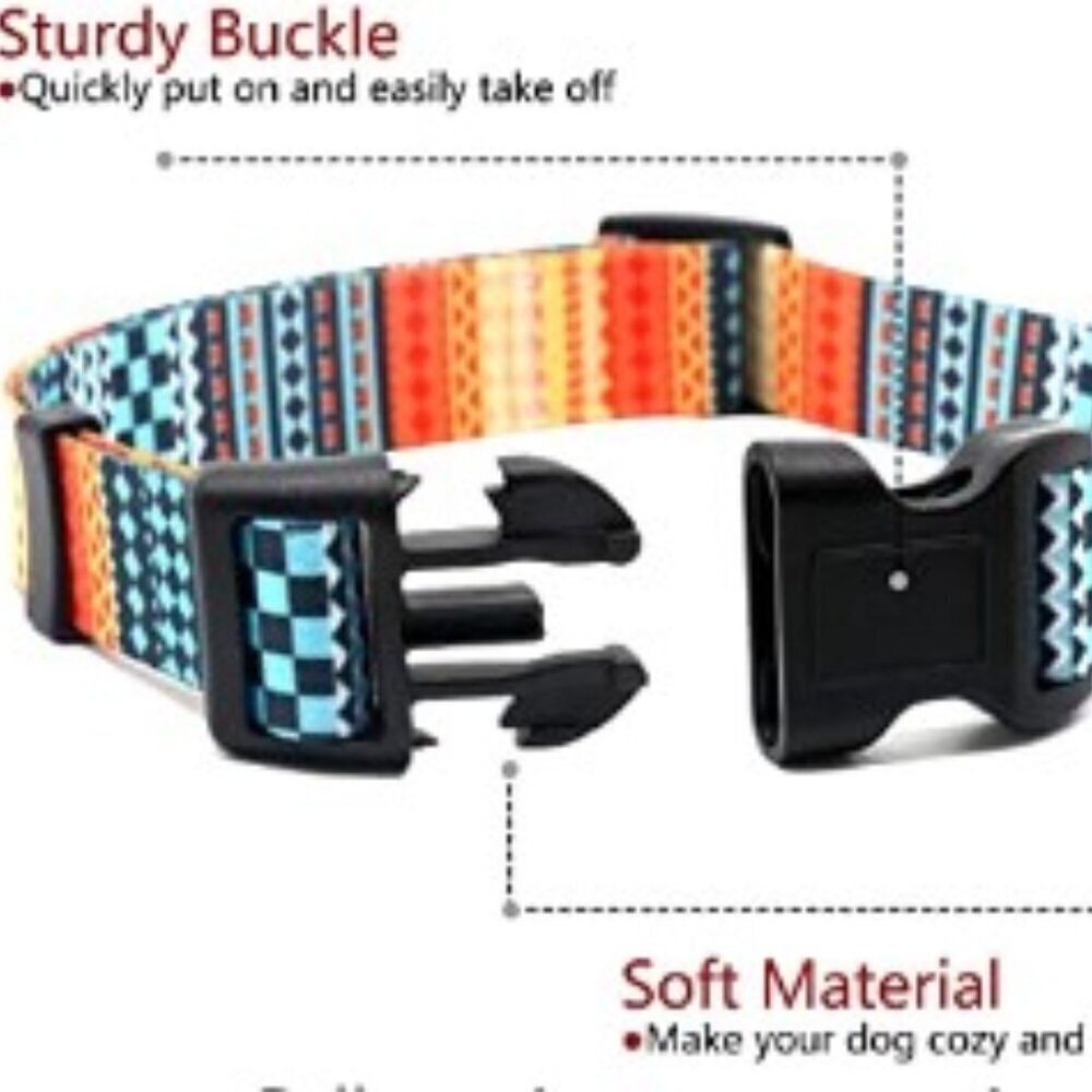 Boho Orange Blue Dog Collar S NWT